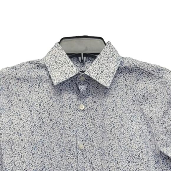 J Ferrar Mens Small PolyCotton Slim Stretch Floral Long Sleeve Button Up Shirt - Picture 2 of 4